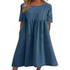 Akivide Womens Comfy Cotton Linen Loose Maxi Dress Solid Half Sleeve Crewneck Linen Dress Summer Beach Dress with Pockets view 1