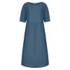 Akivide Womens Comfy Cotton Linen Loose Maxi Dress Solid Half Sleeve Crewneck Linen Dress Summer Beach Dress with Pockets view 3
