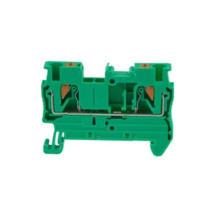 100pcs PT-2.5 Din Rail Terminal Block Push in Spring Screwless Electrical Terminal Strip Block Connector PT2.5 Wiring Conductor(Green)