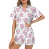 Ysidec Pink Round Pig Womens Pajama Sets 2 Piece Short Sleeve Sleepwear Button Down Loungewear L view 1