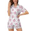 Ysidec Pink Round Pig Womens Pajama Sets 2 Piece Short Sleeve Sleepwear Button Down Loungewear L view 2