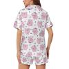 Ysidec Pink Round Pig Womens Pajama Sets 2 Piece Short Sleeve Sleepwear Button Down Loungewear L view 4