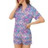 Ysidec Mermaid Fish Scale Womens Pajama Sets 2 Piece Short Sleeve Sleepwear Button Down Loungewear S view 3