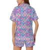 Ysidec Mermaid Fish Scale Womens Pajama Sets 2 Piece Short Sleeve Sleepwear Button Down Loungewear S view 4