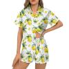 Ysidec Yellow Lemon Green Leaves Womens Pajama Sets 2 Piece Short Sleeve Sleepwear Button Down Loungewear XL view 1