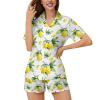 Ysidec Yellow Lemon Green Leaves Womens Pajama Sets 2 Piece Short Sleeve Sleepwear Button Down Loungewear XL view 2
