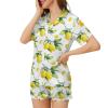 Ysidec Yellow Lemon Green Leaves Womens Pajama Sets 2 Piece Short Sleeve Sleepwear Button Down Loungewear XL view 3