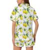 Ysidec Yellow Lemon Green Leaves Womens Pajama Sets 2 Piece Short Sleeve Sleepwear Button Down Loungewear XL view 4