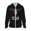 ETSDJ Texas Flag Longhorn Logo Upf 50+ Sun Protection Hoodie Man'S Woman Long Sleeve Sun Protection Full Zip Athletic Shirt, Large, Black view 1