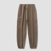 Men's Side Pockets Casual Harem Pants Relaxed Fit Drawstring Joggers Pants Outdoor Hiking Cotton Cargo Sweatpants (Brown,4X-Large) view 2