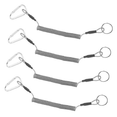 balacoo 4pcs Coiled Fishing Lanyard with Heavy Duty Safety Rope Elastic Tether Spring Cable for Outdoor Fishing Gear Durable Steel Wire and Material Convenient Retractable Design