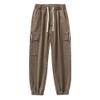 Men's Side Pockets Casual Harem Pants Relaxed Fit Drawstring Joggers Pants Outdoor Hiking Cotton Cargo Sweatpants (Brown,7X-Large) view 1