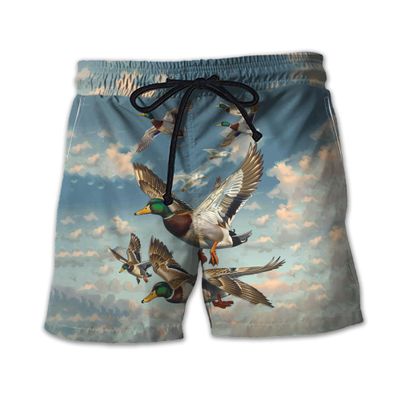 Mallard Lover Mens Swim Trunks - Fun Duck Hawaiian Mens Swim Short Beach Shorts TU25 Size XL