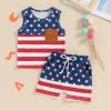 allshope Toddler Baby Boy Summer Outfits Striped Sleeveless Tank Tops and Stretch Casual Shorts Pocket Set Cute Newborn Clothes (4th of July Stripe Star, 6-12 Months) view 2