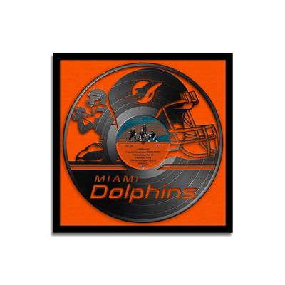 Sporticulture Football Wall Art Framed Vinyl Record Decor Print - 13X13 NFL Football Posters For Boys Bedroom & Decorations for Man Cave - Miami Dolphins