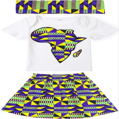 SHENBOLEN Baby Girl African Print Clothing Ankara Skirt Top Set(F,Small)