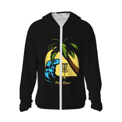 ETSDJ Disc Golf Sport Upf 50+ Sun Protection Hoodie Man'S Woman Long Sleeve Sun Protection Jacket Hoodie Full Zip Sun Protection Hoodie, 3X-Large, Black
