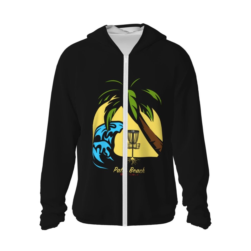 ETSDJ Disc Golf Sport Upf 50+ Sun Protection Hoodie Man'S Woman Long Sleeve Sun Protection Jacket Hoodie Full Zip Sun Protection Hoodie, 3X-Large, Black