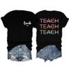 Teach Compassion Teach Kindness Teach Confidence T-Shirt Womens Vintage Teacher Shirt Casual Graphic Tees Black view 1