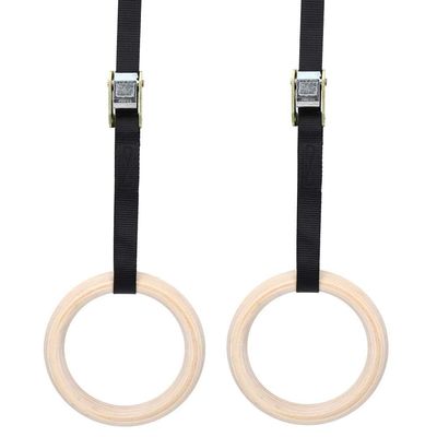 XHTLLO Adjustable Birch Gym Rings Set, Strength Training Equipment, for Children, Indoor/Outdoor Swing