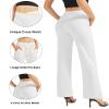 G4Free Womens High Waist Wide Leg Pants with Pockets Buttery Soft Comfy Casual Yoga Lounge Pants(White,L,Tall) view 4