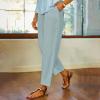 Generic Womens Wide Leg Pants Casual Relaxed Fit Crop Cotton Linen Pants Summer Elastic Waist Lounge Trousers with Pockets,Blue,XXL, XX-Large view 3