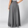 NineFit Basics Women's Irregular Ruffle Pants Skirts High Waist Knot Tie Casual Maxi Long Palazzo Culottes A-Line Skirts Trousers Gray, XX-Large view 3