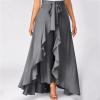 NineFit Basics Women's Irregular Ruffle Pants Skirts High Waist Knot Tie Casual Maxi Long Palazzo Culottes A-Line Skirts Trousers Gray, XX-Large view 4