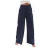 Linen Pants Women Summer Petite Length Women Linen Palazzo Pants Summer Boho Wide Leg High Waist Pant Casual Lounge Trousers with Pocket 2024 Khaki X-Large view 4