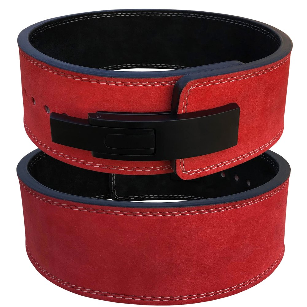 Arshman Lever Belt for Men & Women 100% Leather Weight Lifting Heavy Duty Gym Belts Weightlifting, Powerlifting, Strength Training, Squat , Deadlift Workout 10-13mm Thick 4" wide S-5XL (Red, XXXX-Large)