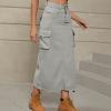 Cargo Skirts for Women Midi Long Denim Jean Skirt High Waisted Summer A-Line Y2k Cargo Pencil Denim Skirt with Pockets view 2