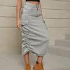 Cargo Skirts for Women Midi Long Denim Jean Skirt High Waisted Summer A-Line Y2k Cargo Pencil Denim Skirt with Pockets view 4