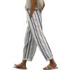 Casual Pants for Women Summer Relaxed Fit Drawstring Elastic Waist Lounge Trousers Cropped Beach Pants with Pockets,Blue,XXL