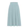 NineFit Basics Skirt for Women Solid Lightweight Flare Midi Length Pull On Long Skirt S-Xxxl Plus Size Casual High Waist A-Line Skirt, Medium, A02_light Blue view 3