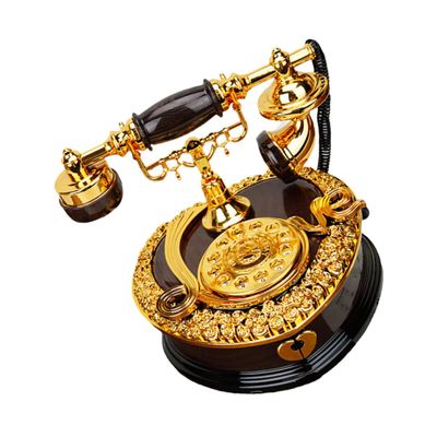 Cabilock Vintage Telephone Music Box Wind up Box for Office Jewelry Organizer Retro Telephone Desktop Decor