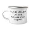 Generic Fancy Pediatrician Gifts, PROUD MEMBER OF THE PEDIATRICIAN SQUAD, Birthday 12oz Camping Mug For Pediatrician from Coworkers, White view 1