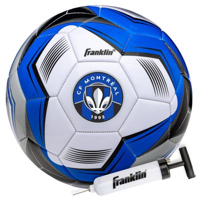 Franklin Sports MLS Montreal Impact Soccer Ball - Official Size 5 - Regulation Size + Weight Soccer Ball for Kids + Adults - Great for Boys + Girls - Air Pump Included
