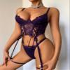 Avidlove Lingerie for Women Sexy Garter Lingerie Set Bra and Panty Set Floral Lace Nightgown Deep Purple X-Large view 2