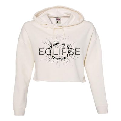 Go All Out Small Bone Women Commemorative Total Solar Eclipse 04.08.24 Astronomy Cropped Hooded Sweatshirt