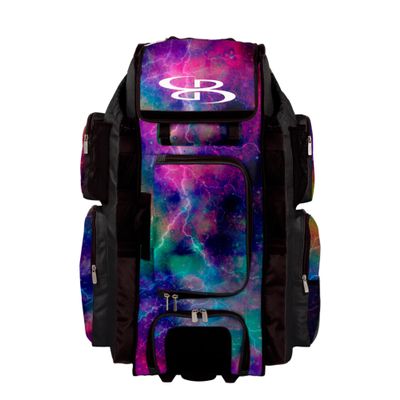Boombah Superpack XL Rolling Bat Bag - 35.5" x 13.5" x 10" - Telescopic Handle - Holds 8 Bats - Wheeled Version - Nebula 2 Multi