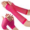 Dolebao Fishnet Fingerless Gloves for Women Girls 80s Party Costume Wedding Evening Party Accessories, Long & Short 2 pairs(Rose Red) view 1
