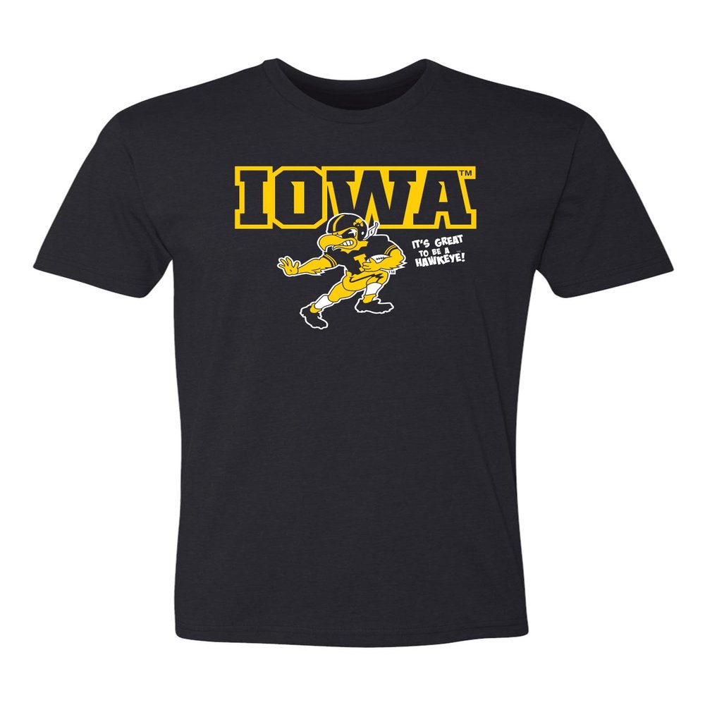 Iowa Hawkeyes Apparel University of Iowa Football Herky Shirt Premium Super Soft Heather Black T Shirt Comfy Tee for Men and Women (Small)
