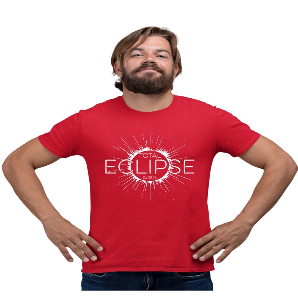 4X-Large Red Mens Commemorative Total Solar Eclipse 04.08.24 Astronomy T-Shirt