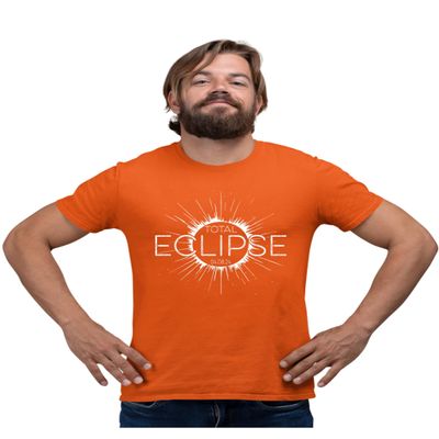 XX-Large Orange Mens Commemorative Total Solar Eclipse 04.08.24 Astronomy T-Shirt