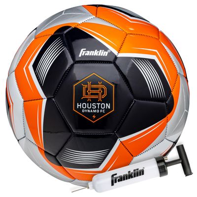 Franklin Sports MLS Houston Dynamo Soccer Ball - Official Size 5 - Regulation Size + Weight Soccer Ball for Kids + Adults - Great for Boys + Girls - Air Pump Included
