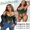 Avidlove Women's Lingerie Sexy Lingerie Garter Bodysuit Bra and Panty Set with Underwire Green Medium view 2