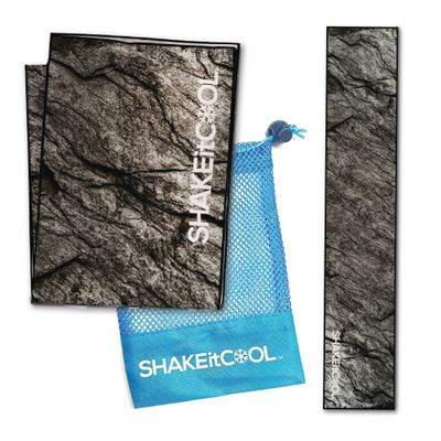 SHAKEitCOOL Original Cooling Towel Be Cool in Style - Heat Relief, Soft, Lightweight, Sun Protection, Easy Clean - Perfect for Biking, Running, Yoga, Gym, Gardening - Granite