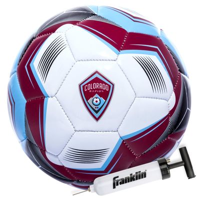 Franklin Sports MLS Colorado Rapids Soccer Ball - Official Size 5 - Regulation Size + Weight Soccer Ball for Kids + Adults - Great for Boys + Girls - Air Pump Included