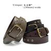 One Piece 100% Genuine Leather Studded Punk Jean Belt 1-1/8"(30mm) wide (Brown, 40) view 2
