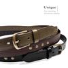 One Piece 100% Genuine Leather Studded Punk Jean Belt 1-1/8"(30mm) wide (Brown, 40) view 3